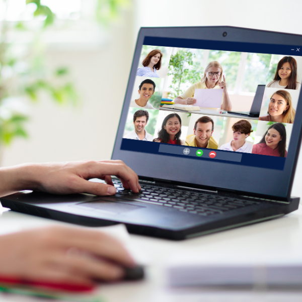 Online class on a laptop video call